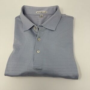 Peter Millar Men's Golf Polo Shirt L Large Blue Red Yellow Micro Dots Cotton S/S